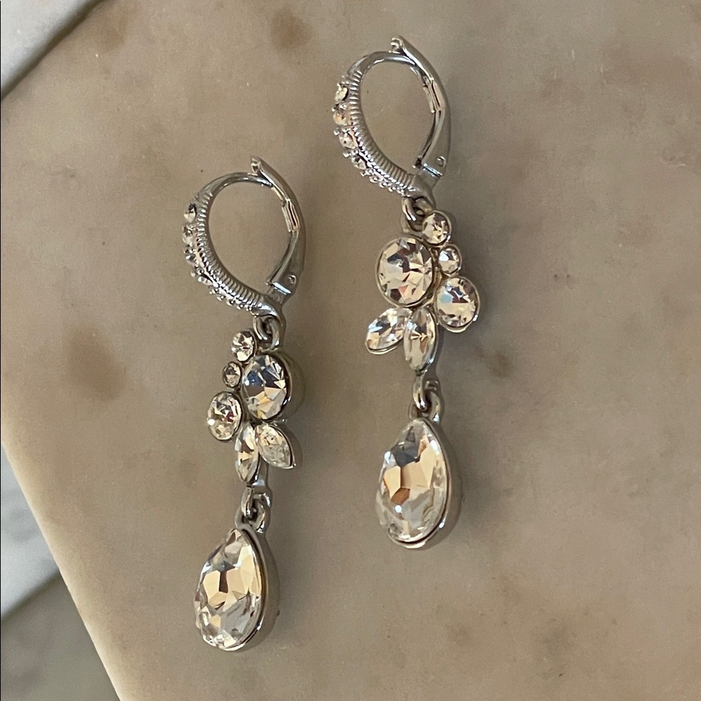 GIVENCHY Crystal Cluster Double Drop Earrings